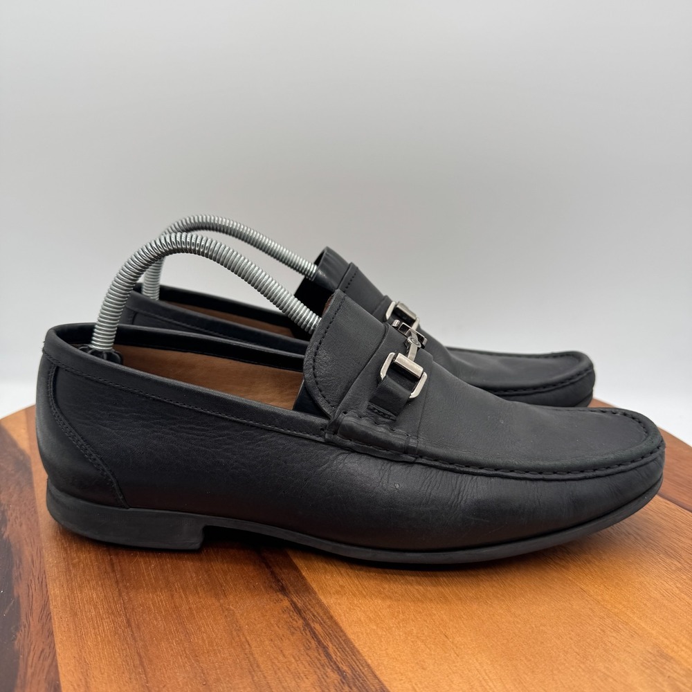 Peter Millar Men's 9 Black Leather Horse Bit Slip On Driving Loafers Shoes